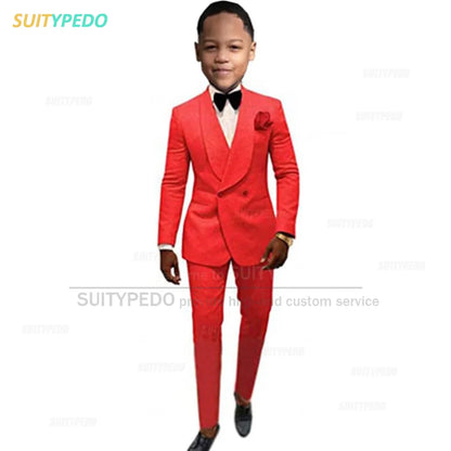 Suit For Kids Boys Baptism Formal Costume Children Birthday Photography Jacket Pants 2 Pieces Wedding Party Flower Boy Tuxedo