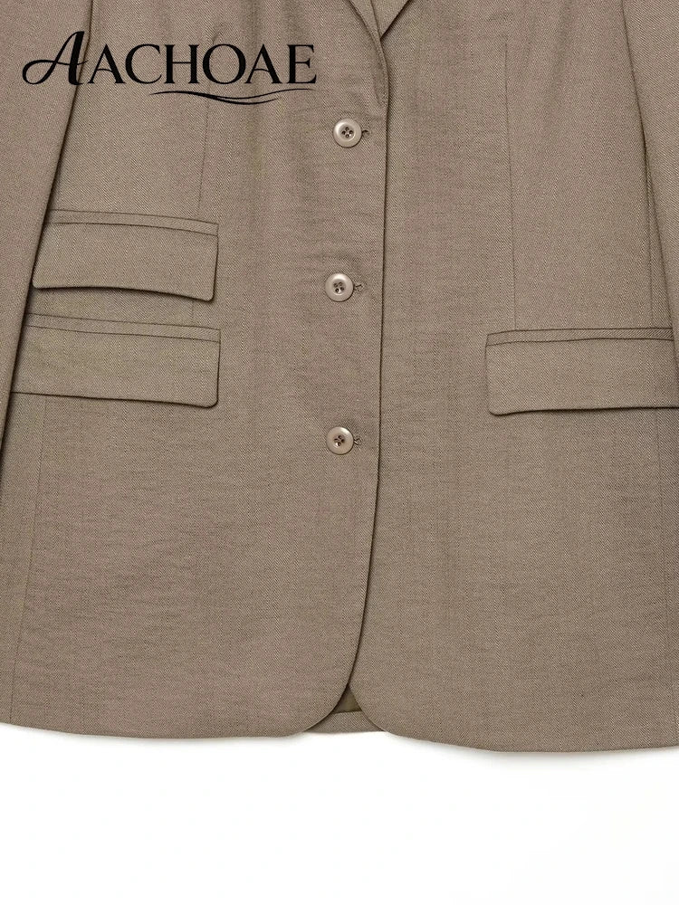 Women Oversized Blazer Single Breasted Lapel Long Sleeve Loose Suit Jacket Elegant Casual Office Lady Outerwear