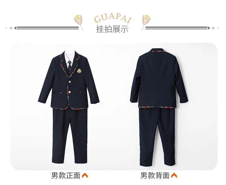 Boys Girls England Style School Uniforms Costume Children's Day Twins Suit Kids Photograph Dress Child Graduation Ceremony Set
