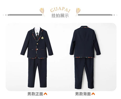 Boys Girls England Style School Uniforms Costume Children's Day Twins Suit Kids Photograph Dress Child Graduation Ceremony Set