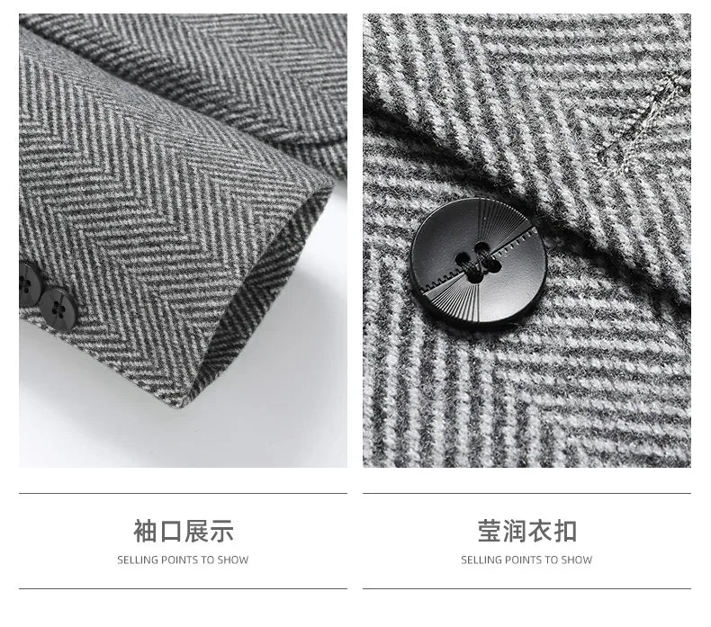 Mens Blazer Fashion Business Handsome Gentleman Korean Version of British Style Leisure Slim Solid Color Wedding Work Blazer