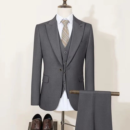Men's 2 Piece Double Breasted Suit Set Slim Fit Peaked Lapel Formal Blazer Pants Luxury Business Wedding Groom Tuxedo For Men