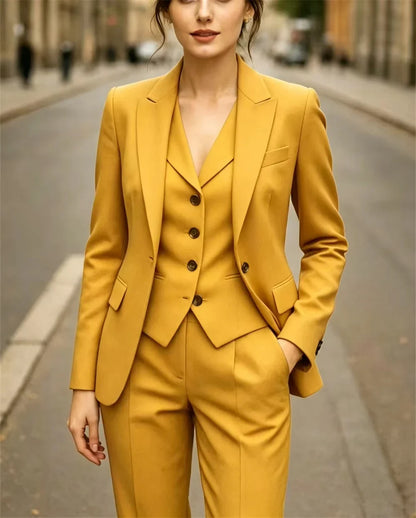 New Women's Suits 3 Pcs Elegant Formal Slim Fit Work Wear Business Party Suits Wedding Guest Outfit Jacket+Vest+Pant