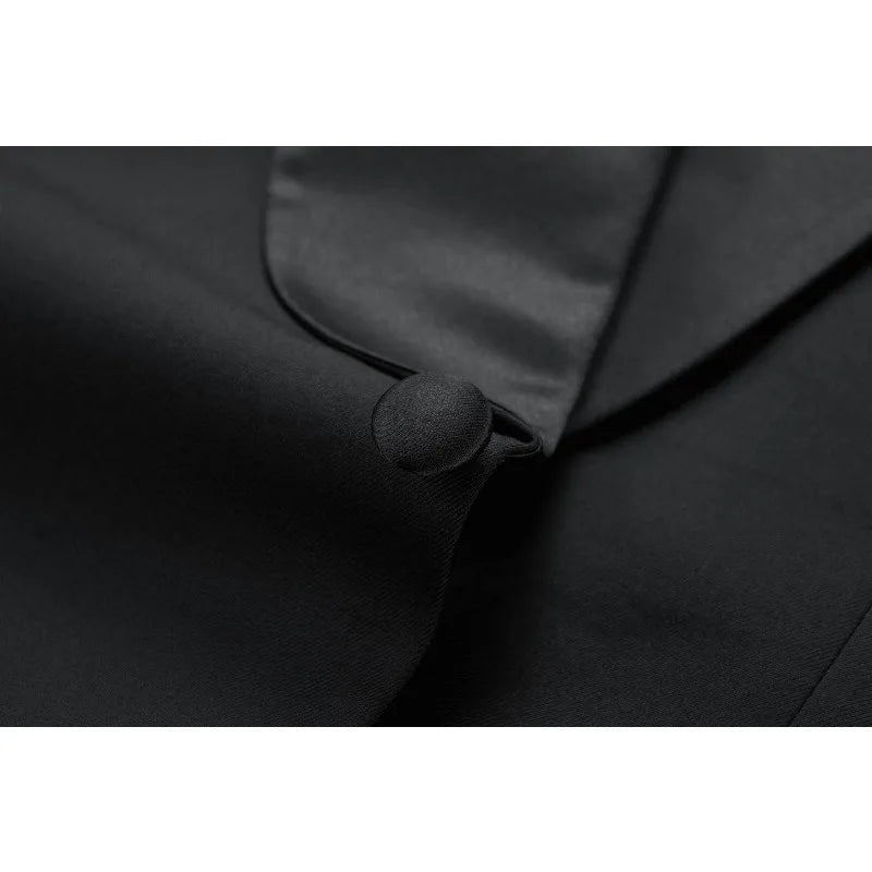 KIDWHXR Men Blazer British Style Solid Color Patchwork Turn Down Collar Male Suit Coat Single-breasted Wedding Man Outerwear