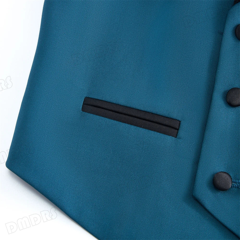 Boys 3-Piece Formal Suit Teal Single Button Kids Wedding Suit