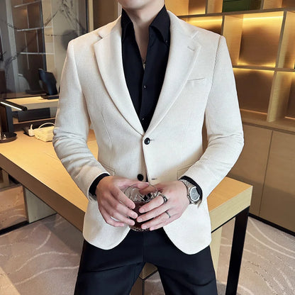2025 Autumn Winter Velvet Suit Jacket Men Casual Business Blazers Wedding Groom Social Banquet Party Formal Blazer Men Clothing
