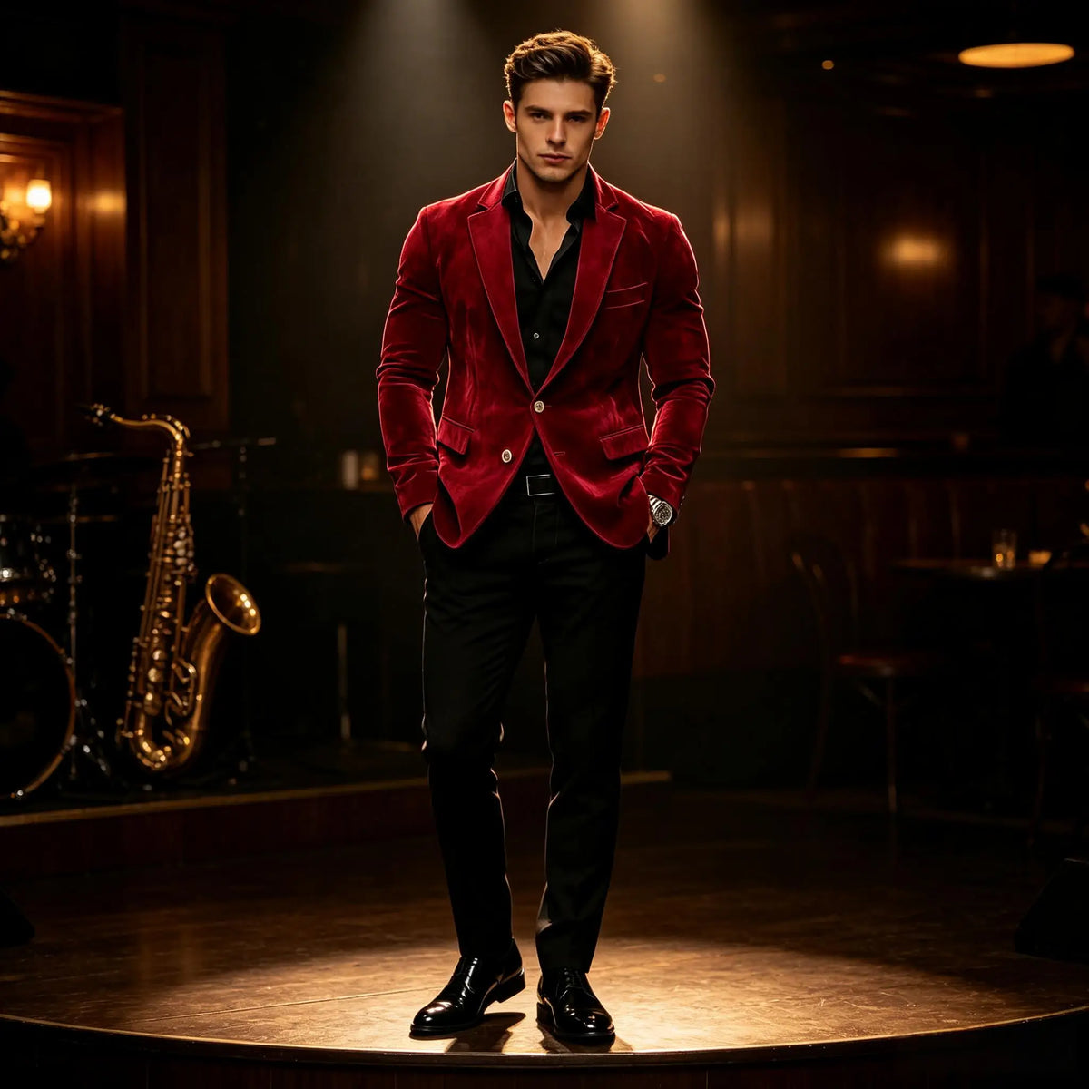 Men Suede Blazer Two Buttons Slim Fit Casual Formal Jacket Wedding Party Dinner Gentleman Sport Coat