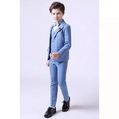 Flower Boys Wedding Suit Set Spring Kids Birthday Photograhy Outfit Children's Piano Host Speech Chorus Performance Costume