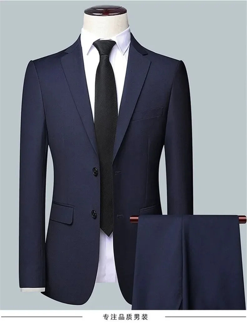 Men's Slim Fit Suit Set Blazer and Pants for Business Casual Wedding and Formal Occasions