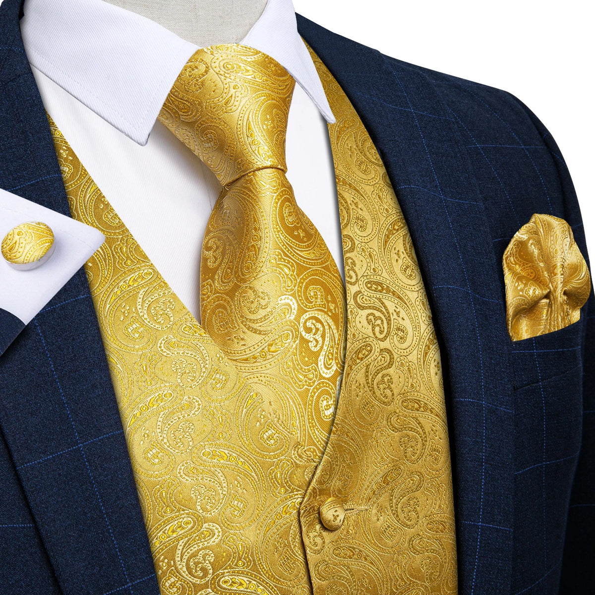 Men's Suit Vest and Tie Set – Single Breasted Waistcoat with Necktie and Pocket Square for Weddings and Business Events
