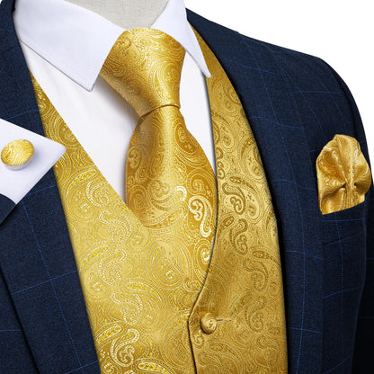 Men's Suit Vest and Tie Set – Single Breasted Waistcoat with Necktie and Pocket Square for Weddings and Business Events