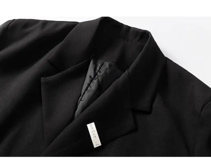 Man Dress Luxury Suit Jacket Japanese Uniform Coats 2026 Yamamoto Style Unisex Metal Buckle Shoulder Pads Black Cool Streetwear