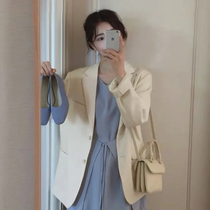 Autumn Luxury Blazer for Women 2024 Elegant Korean Women's Blazer Jacket Fashion Female Long Coats Splice Office Lady Clothes