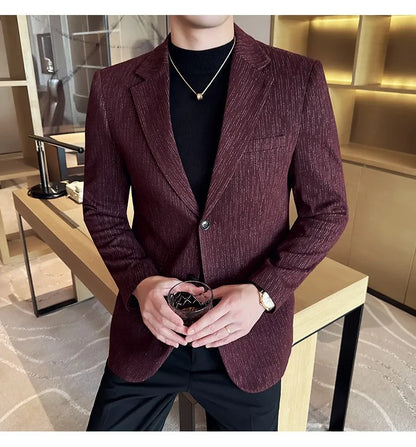 New Fashion Meteor Striped Suit Jacket High Quality Men's Slim Fit Business Formal Social Prom Party Casual Tuxedos 5XL-M