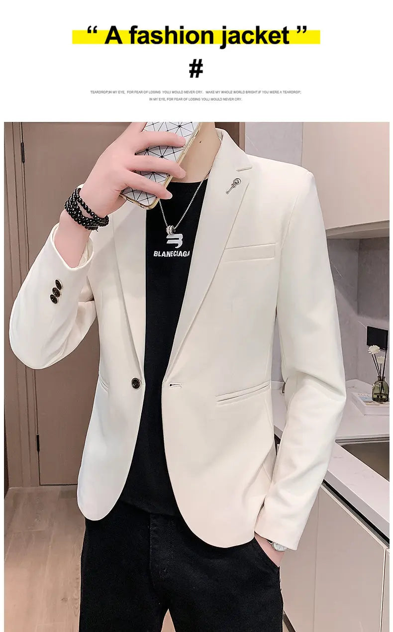 Blazer Outdoor Men's Velvet Fashion Business Korean-style Travel Wedding Solid Color Slimming Casual High Formal Wear Blazer