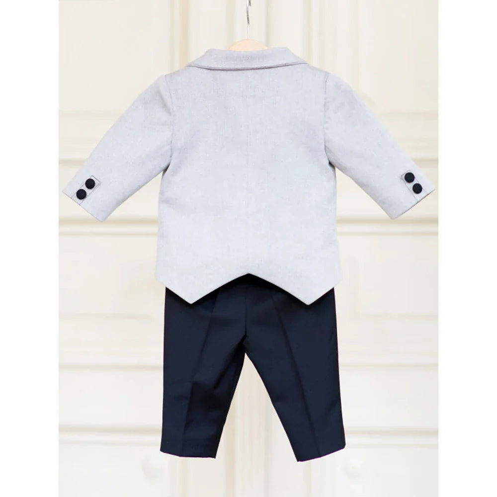 Fashion Boy Infant Suits Formal Wedding Tuxedo 2 Piece Peak Lapel One Button Blazer Sets Photography Costume Kids Clothes