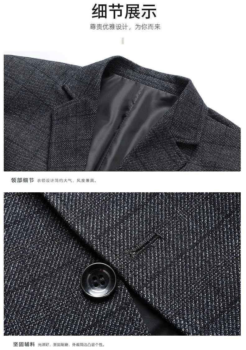 Blazer's New Outdoor Men's Fashion, Sporty and Slimming British Style Business Gentleman's Versatile Wedding Checkered Blazer