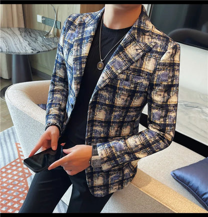 Autumn Winter Casual Suit Jackets Men's Korean Trendy Slim Handsome Wedding Business Blazer Streetwear Social Daily Dress Coat