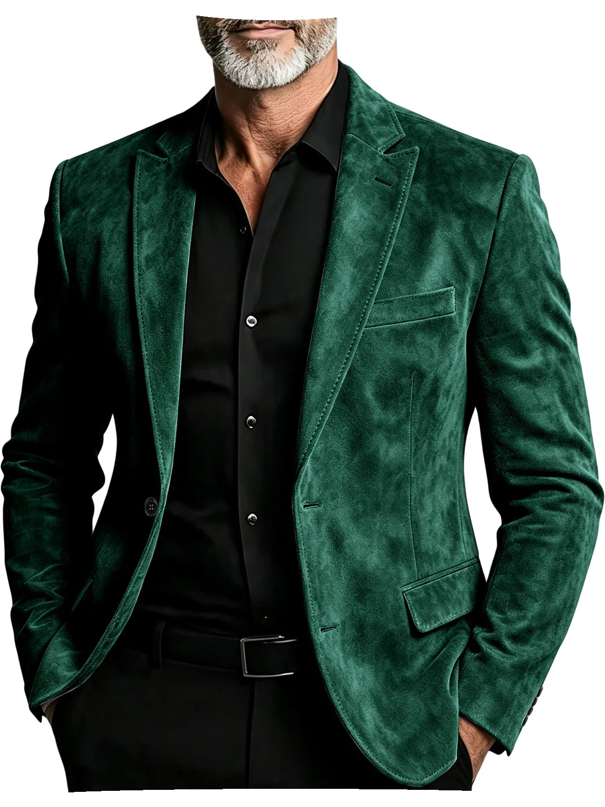 Luxury Men's Suede Blazer Notched Lapel Casual Business Sport Coat Slim Fit Gentleman Formal Wedding Office Suit Jacket Autumn