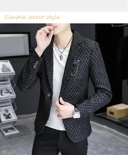 Blazer Men's Fashion Outdoor Travel Gentleman Wedding Slimming Business Versatile Trendy Casual Korean-style Formal Wear Blazer