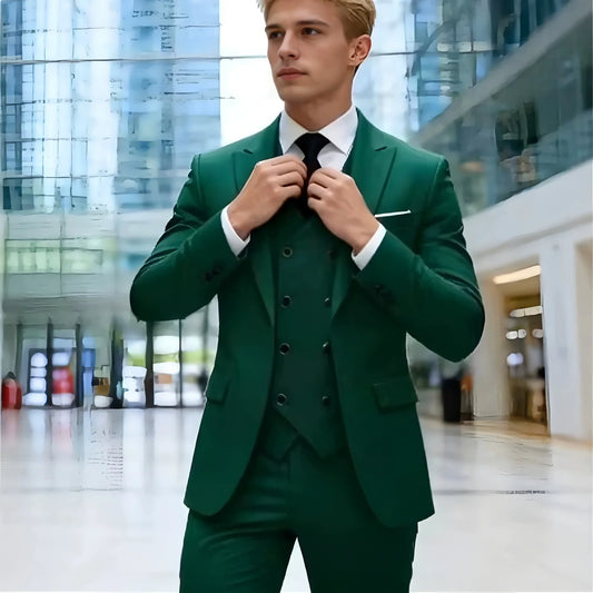 Costume Homme Slim Fit Uni Costume de Mariage Formel de Style Britannique pour Marié Ensemble de Costume Respirant Léger de Haute Qualité