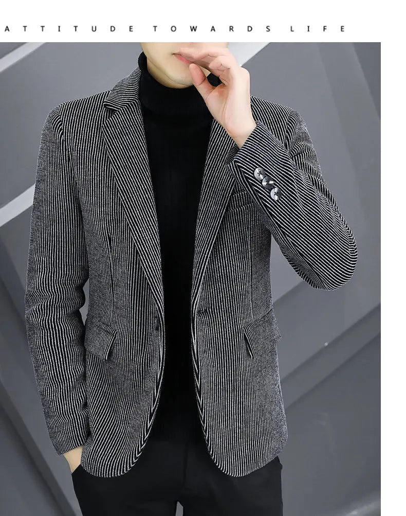 Blazer Autumn and Winter Men Fashionable Outdoor Wedding Slimming Business Casual Korean Version Golden Mink Velvet Girl Blazer