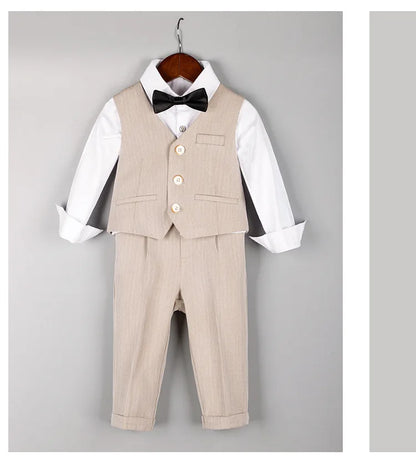 Baby Boys 1 Year Birthday Set Kids Wedding Suit Child Jacket Vest Pants Photograph Suit Children Wedding Performance Party Dress