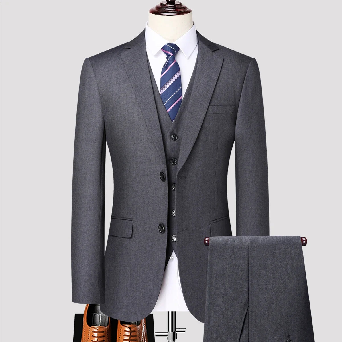 Men's 3-Piece Suit Set Single Breasted Smart Casual Formal Wear for Travel & Business – Available in S to 4XL