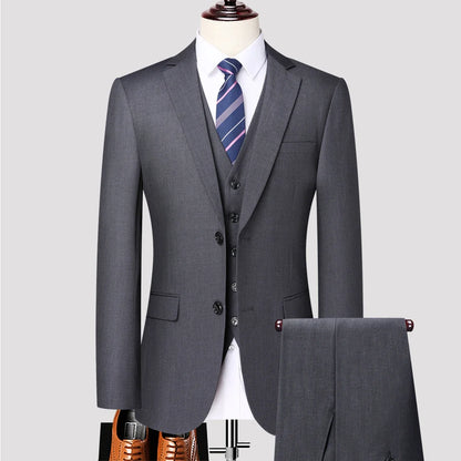 Men's 3-Piece Suit Set Single Breasted Smart Casual Formal Wear for Travel & Business – Available in S to 4XL
