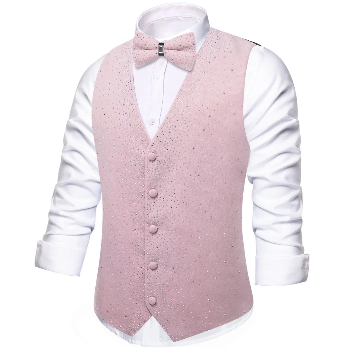 Men's Sequined Suit Vest & Bow Tie 3-Piece Set Black Green Red for Weddings & Evening Parties