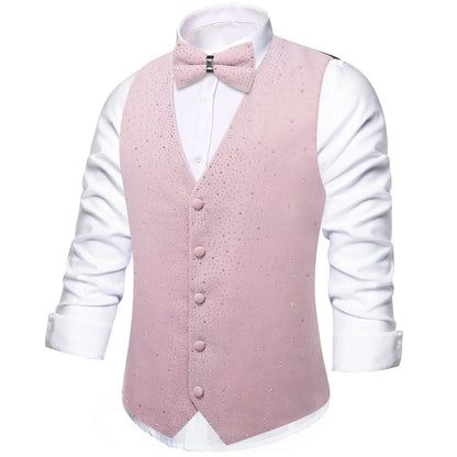 Men's Sequined Suit Vest & Bow Tie 3-Piece Set Black Green Red for Weddings & Evening Parties