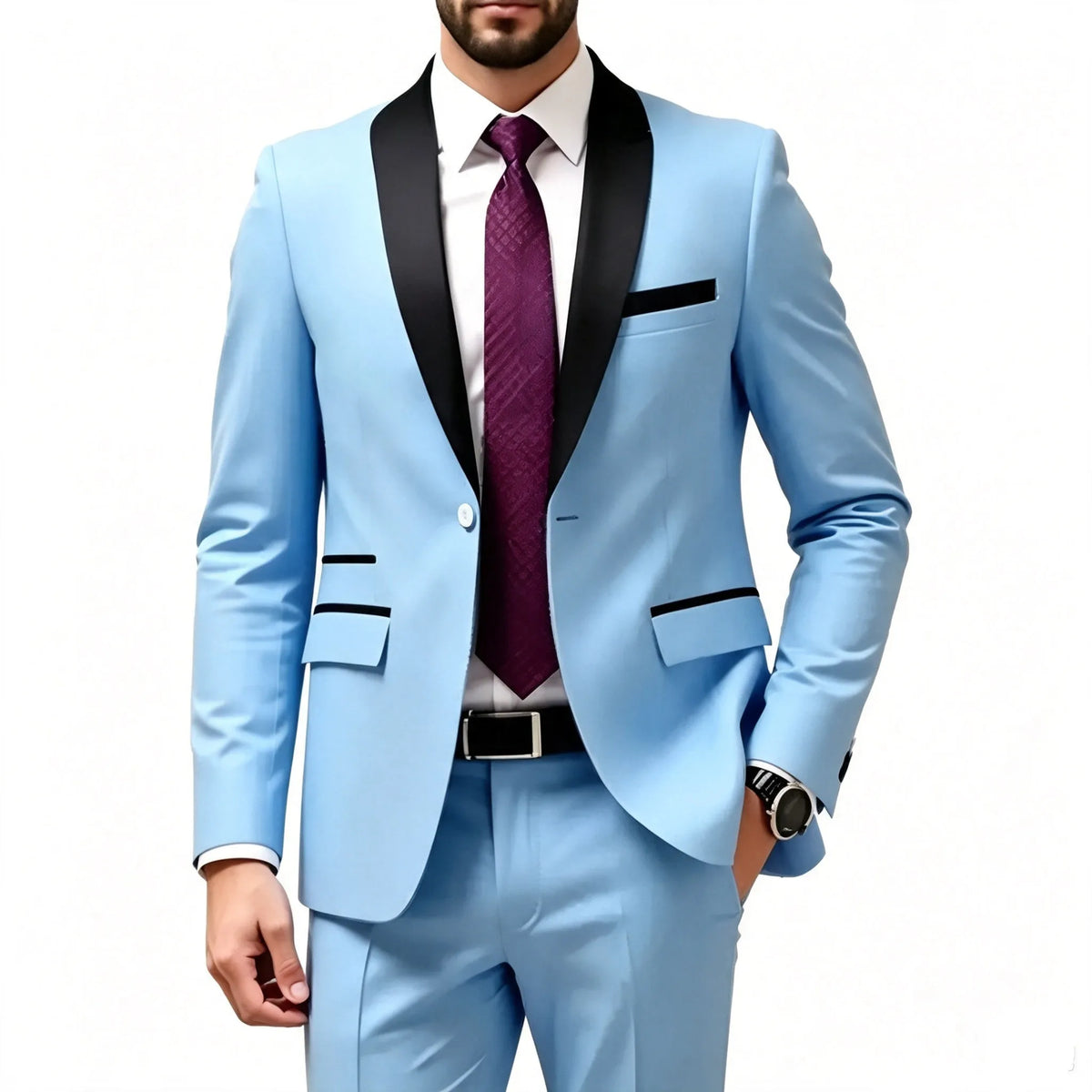 Men's 2 Pieces Suit Set, Slim Fit Tuxedo Suit for Wedding Groom, Business, Dinner Party, Prom, Banquet Occasions