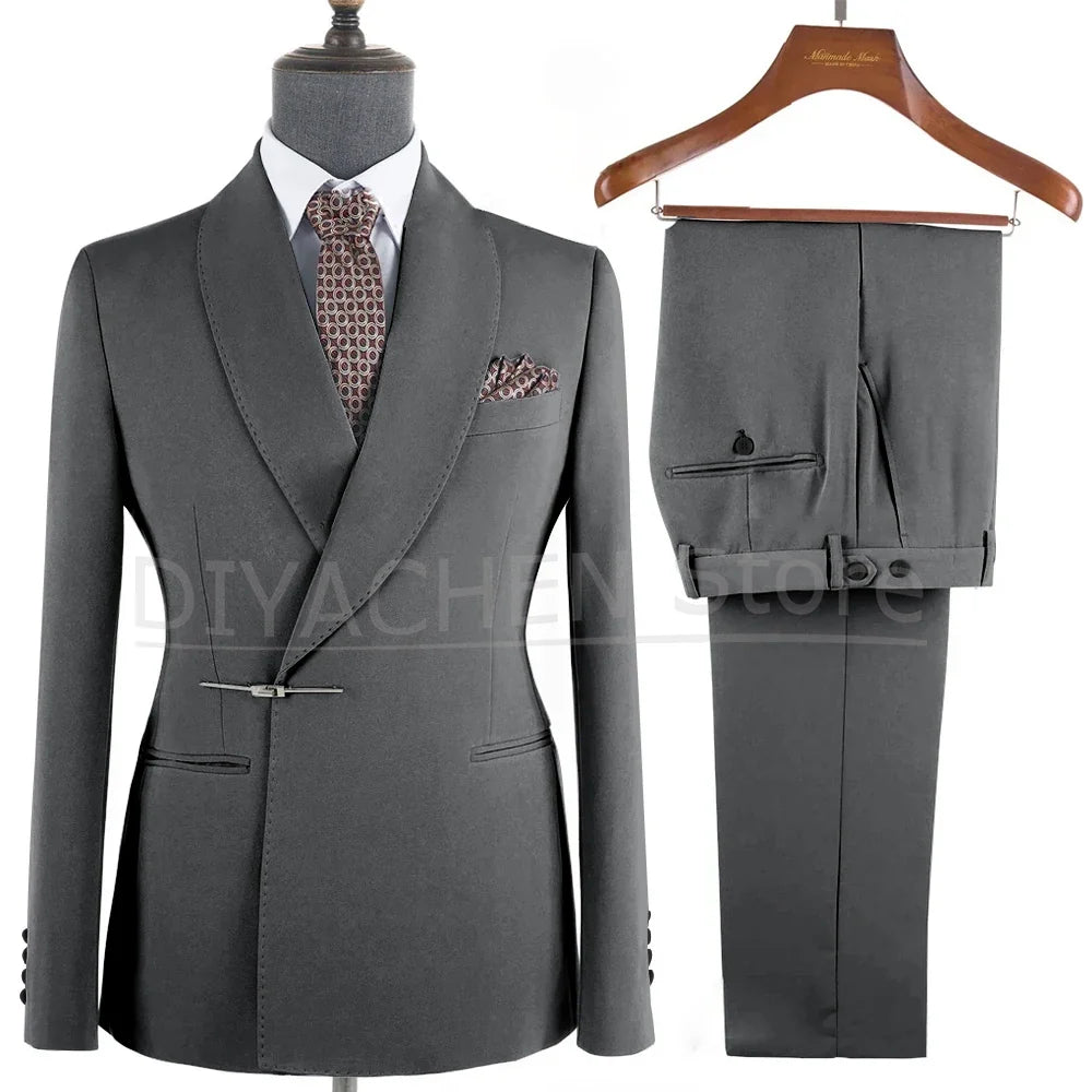 Ternos Masculino – Smoking Masculin à Revers Métalliques, Tissu Formel, Cigar Masculino