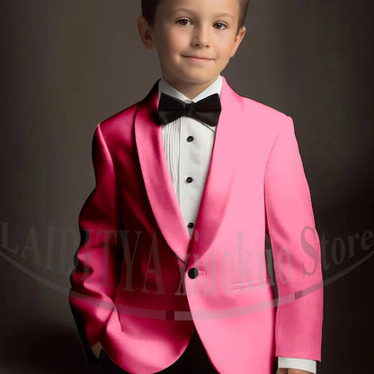 Chic Suits for Boy Cute Shawl Lapel One Button Blazer with Pants Party Costume Wedding Tuxedos 2 Piece Fashion Kids Clothes
