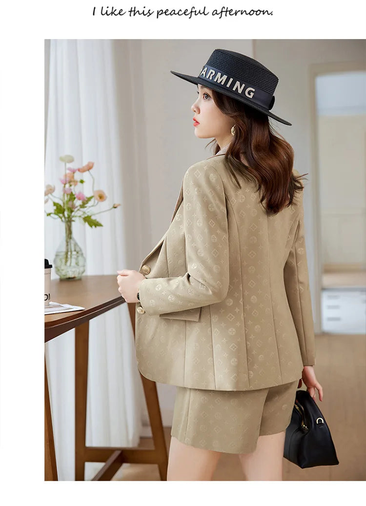Fashion Temperament Professional Suits Women 2024 Spring Summer New Formal Long Sleeve Blazer And Pants&Shorts Sets Work Wear