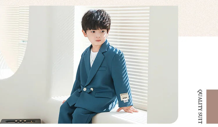 Boys Double Breasted Blazer Jack Vest Pants Children Suit Waistcoat Wedding Clothes Set Toddler Formal Dress Kids Tuxedos Outfit