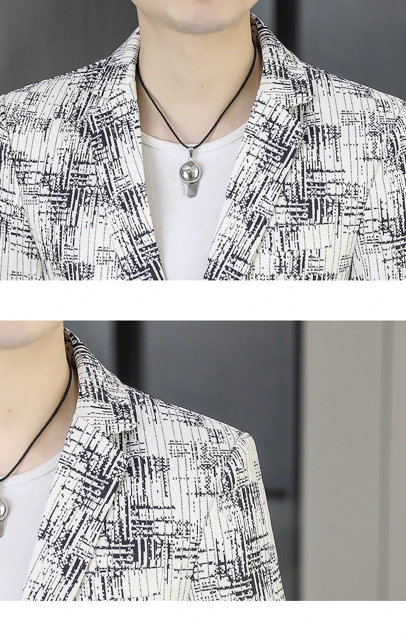 Men's Blazer Fashionable Casual Business Gentleman Outdoor Trendy Checkered Banquet Versatile and Slimming Korean Version Blazer