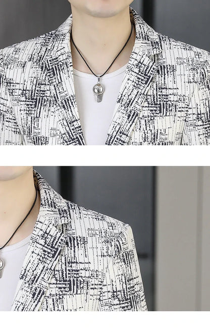 Men's Blazer Fashionable Casual Business Gentleman Outdoor Trendy Checkered Banquet Versatile and Slimming Korean Version Blazer