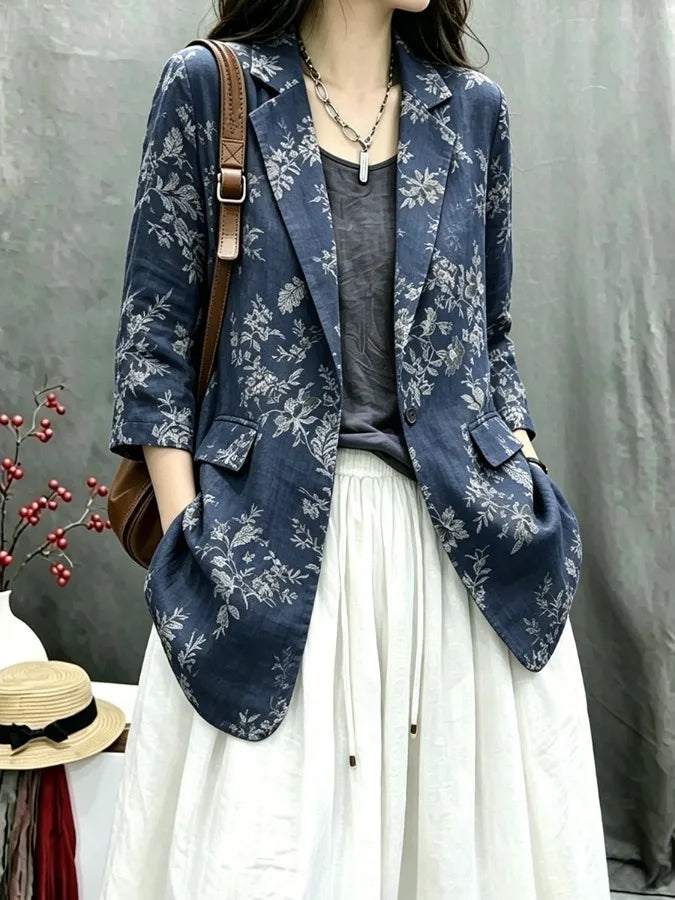 Cotton Linen Women's Summer New Style Retro Loose Personality Fashionable Casual Match Long Sleeve Western Suit