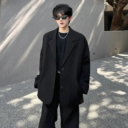 Men's Handsome Loose Casual Blazer Jacket Fashion Elegant 2026 New High Quality Stylish Social Solid Color Clothes JY7595