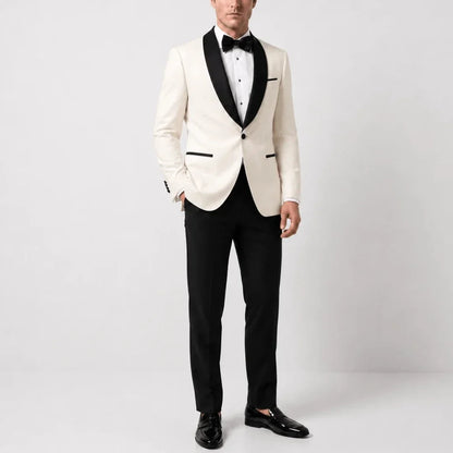 Men Suit Yellow Black 2 Pieces Lapel Single Breasted For Wedding Groom Birthday Banquet Party Business Work Office Jacket Pants