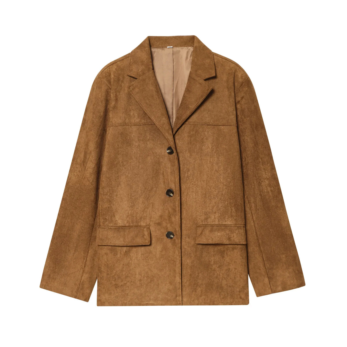 Spring Autumn New Women's Blazer Notched Collar Single Breasted Faux Suede American Retro Office Lady Elegant Coats HK15865