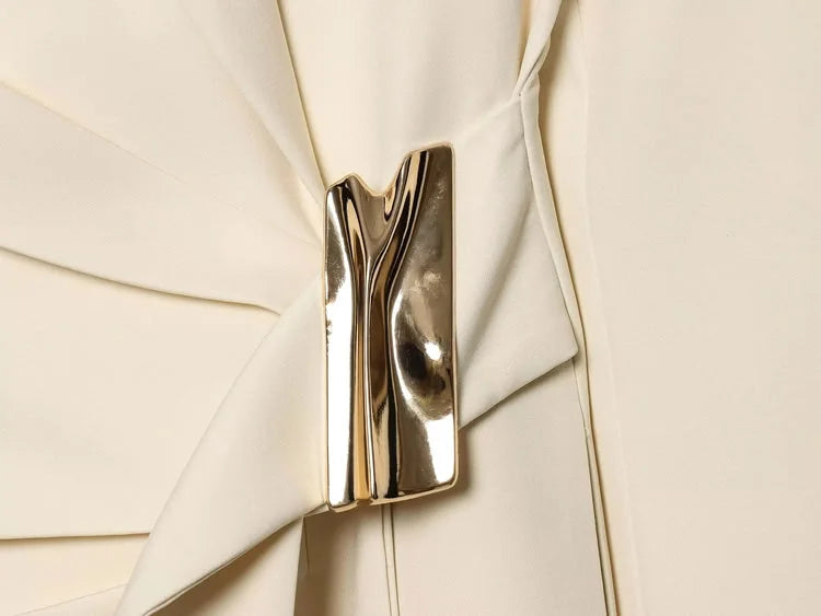 Women Asymmetric Buckle Blazer Elegant Wrap Suit Jacket Slim Waist Tailored Office Lady Workwear Fashion Blazer Coat