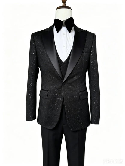 Formal Luxury Men's Suit Set 3 Pieces Banquet Party Wear High Quality Man Slim Fit Suits Wedding Groom Sets Performance Tuxedo
