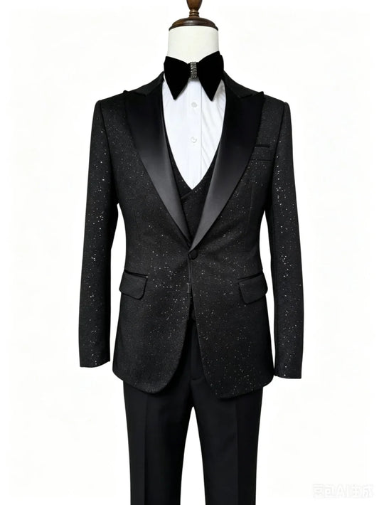 Formal Luxury Men's Suit Set 3 Pieces Banquet Party Wear High Quality Man Slim Fit Suits Wedding Groom Sets Performance Tuxedo