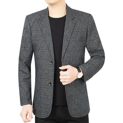Blazer Men's Fashionable High-end Business-oriented Outdoor Gentleman's Trendy Checked Casual Wear for Hosting Weddings Blazer