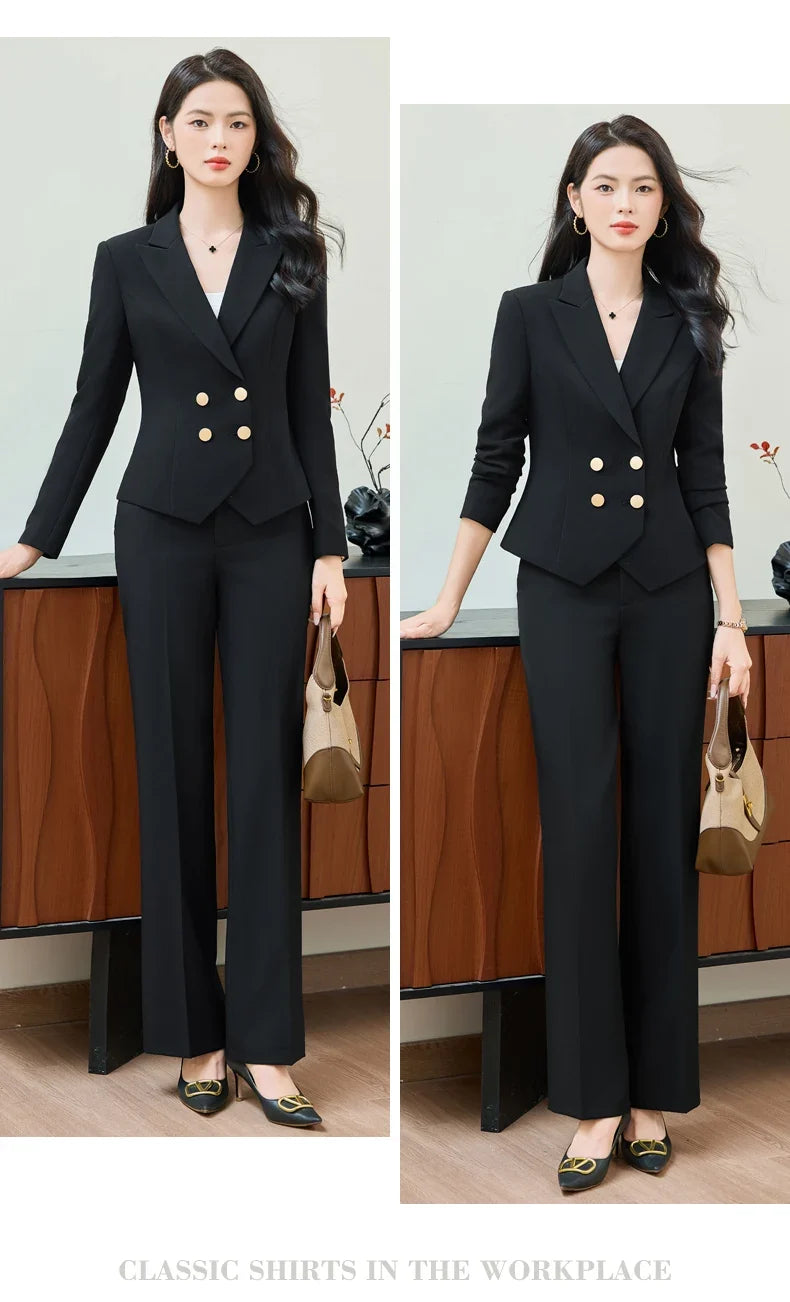Fashionable professional women's clothing, high-quality two-piece pants + blazer, elegant temperament, beautiful charming