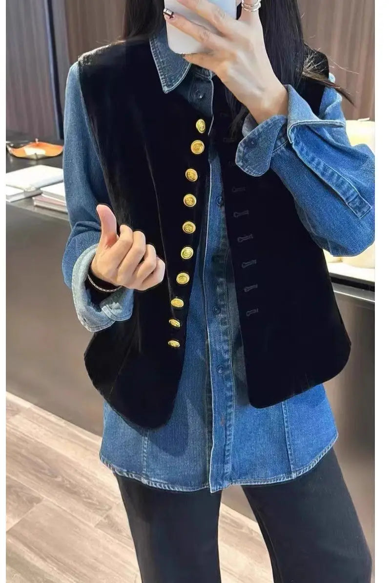 2025 Autumn Winter Chinese Style Velvet Vest Jacket Women's Sleeveless Coat Versatile Slim Lady Retro Waistcoat Outwear