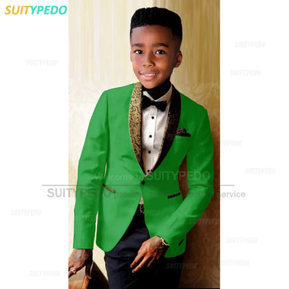 Formal Kid Boy's Suit Graduation Ceremony Host Blazer Pants Outfit Piano Performance Custome Suitable Children Elegant Attire