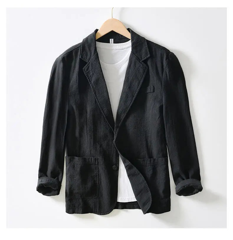 Pure Cotton Blazer Outdoor Men's Traveling Breathable, Non-stretch, Moisture-wicking, Sweat-absorbing, Fitted and Casual Blazer